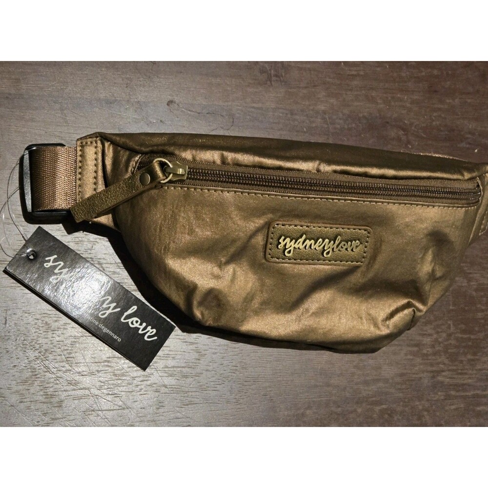 Sydney Love sling bag, metallic bronze finish & adjustable brown strap